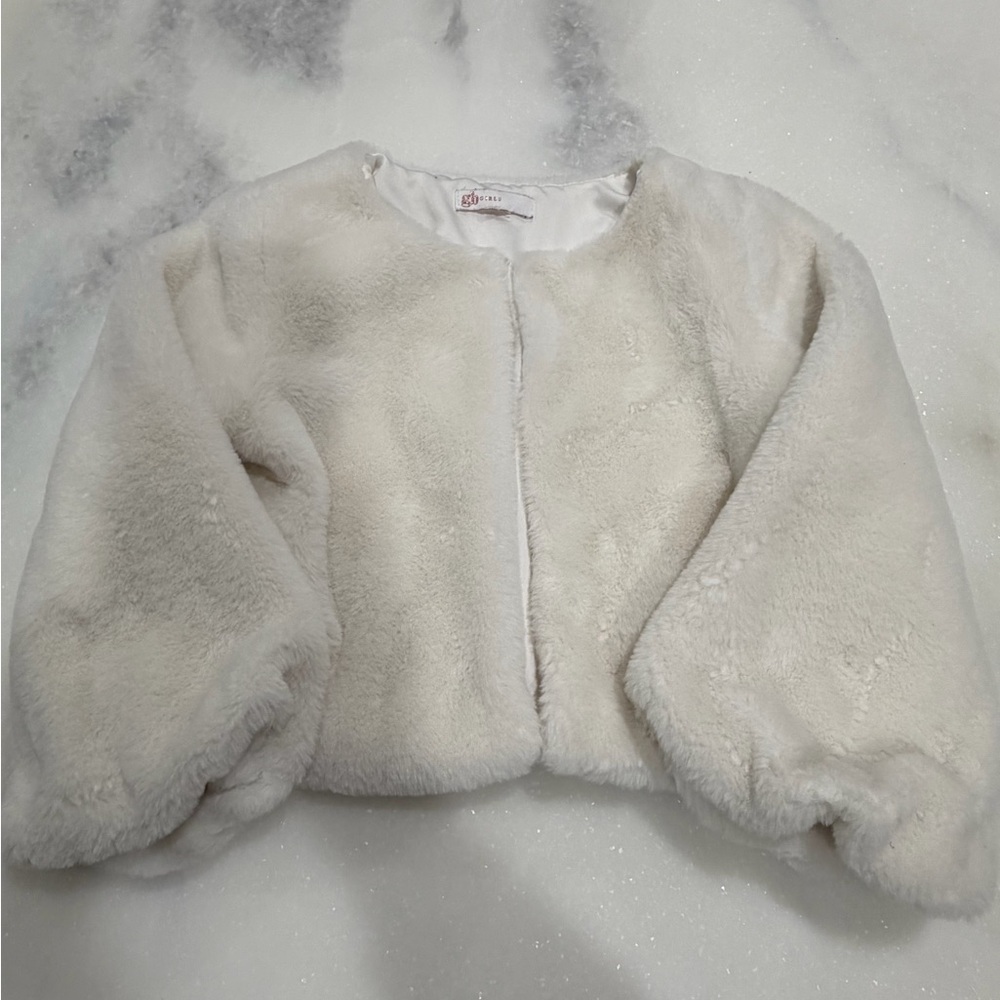 GB Girls Soft Faux Fur Jacket - White